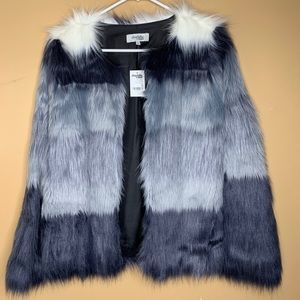 blue FAUX FUR jacket